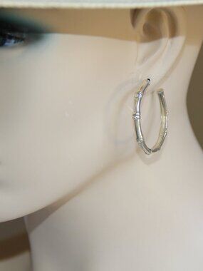 John Hardy Sterling Silver Medium Bamboo Hoop Earrings. Iconic John Hardy, RARE